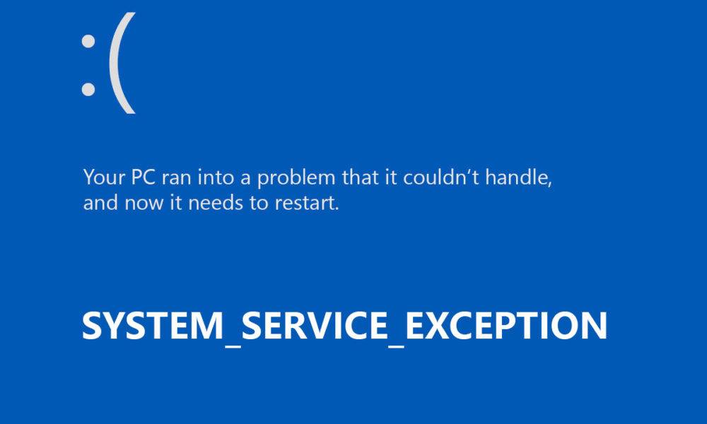 System thread exception not handled в windows 10