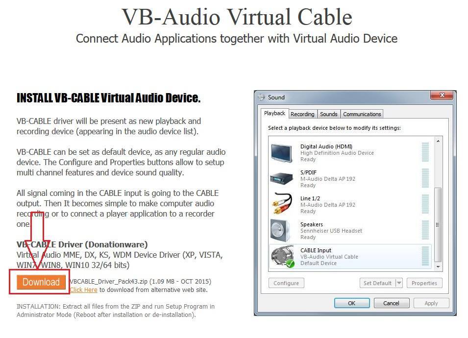 Установка и настройка virtual audio cable