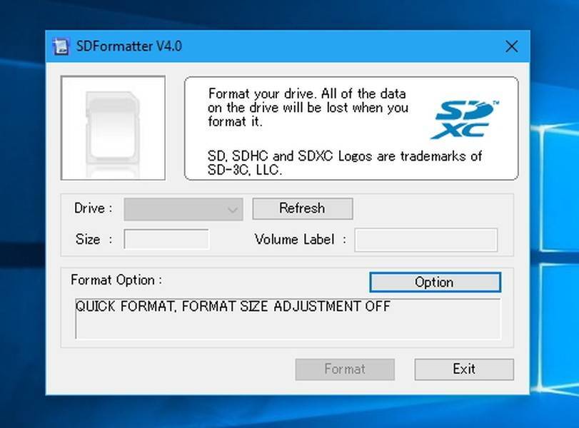 SDFormatter – бесплатный инструмент для форматирования карт памяти