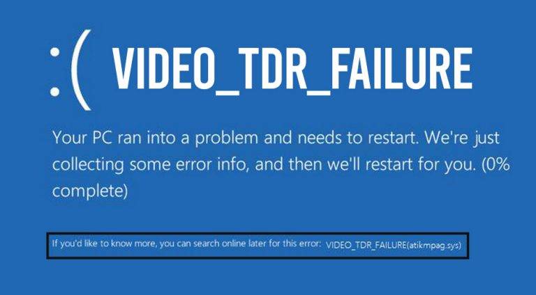 Как исправить ошибку «video tdr failure» в windows 10