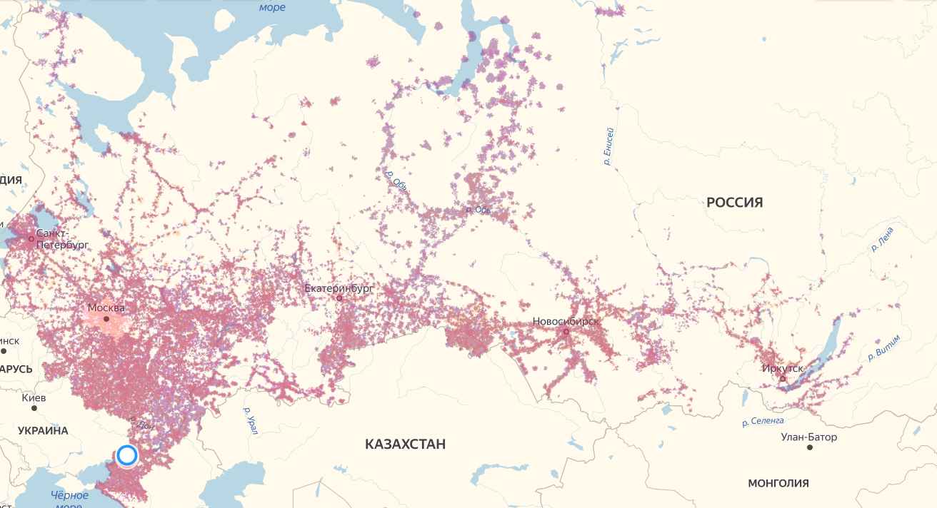 Карта покрытия связи тинькофф