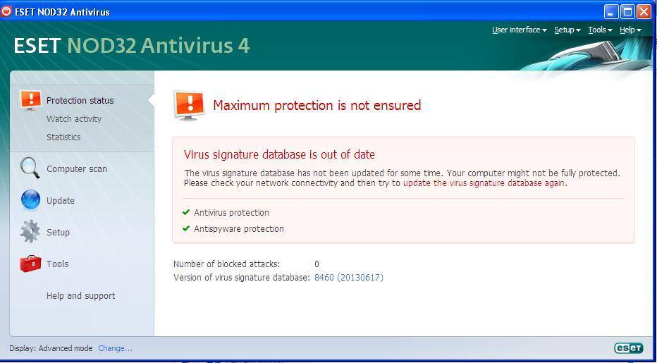Как исправить ошибку eset nod32 antivirus 1603