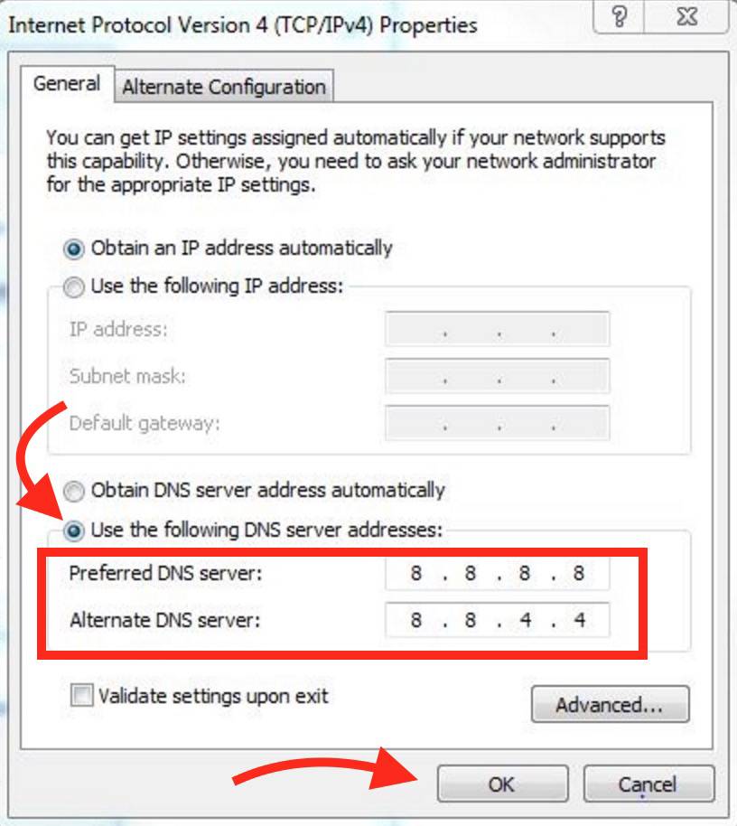Ошибка «не удается преобразовать dns-адрес сервера»