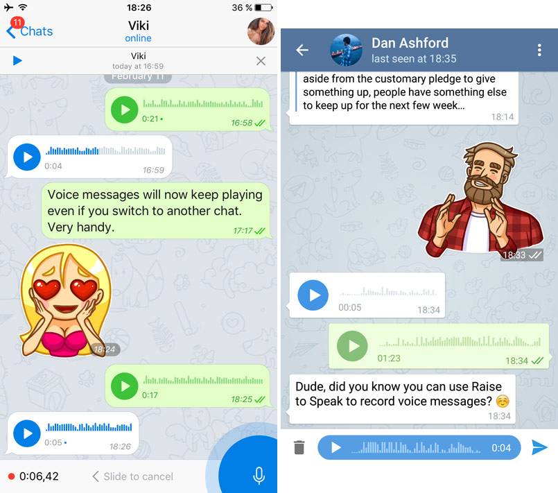 Принцип отправки голосовых сообщений в «Telegram»