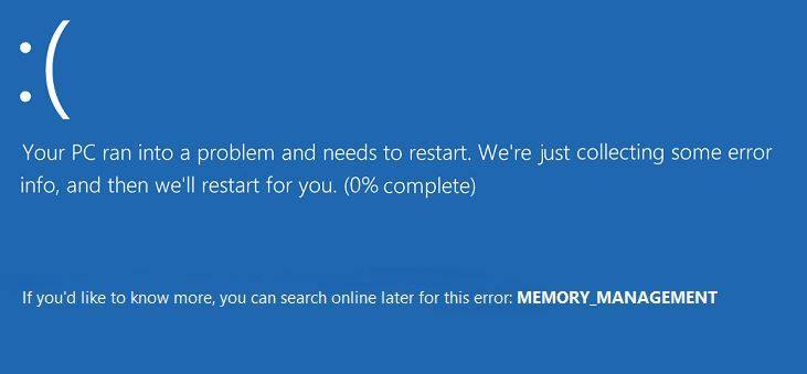 Memory management windows 10 ошибка: как исправить синий экран, 9 шагов