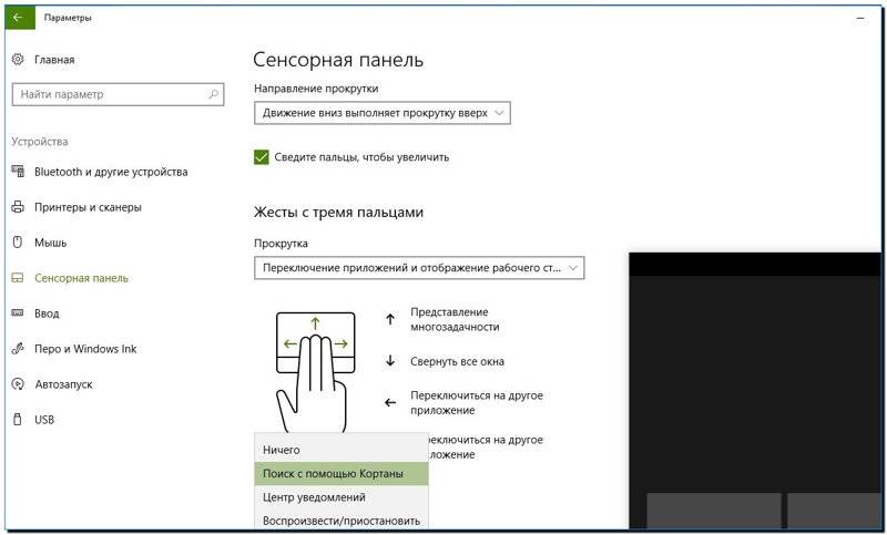 Порядок включения, отключения и настройки жестов тачпада в Windows 10
