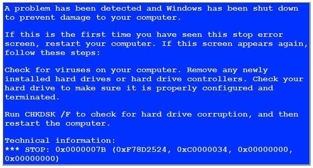 Решение ошибки 0x0000007b в windows 7