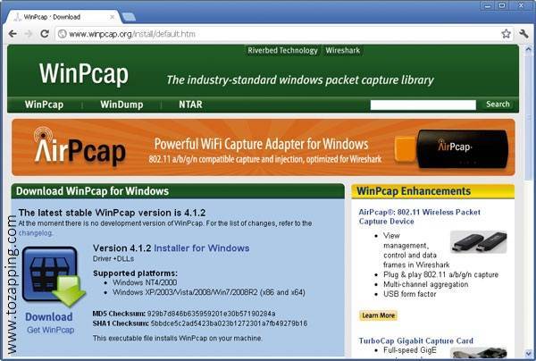 Winpcap: winpcap documentation