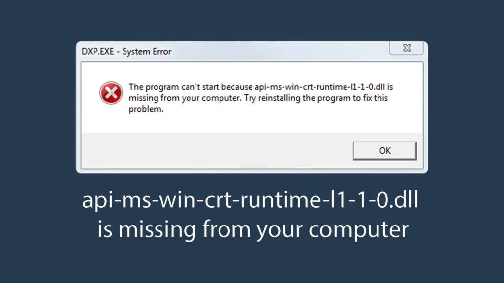 Запуск программы невозможен api-ms-win-crt-runtime-l1-1-0.dll