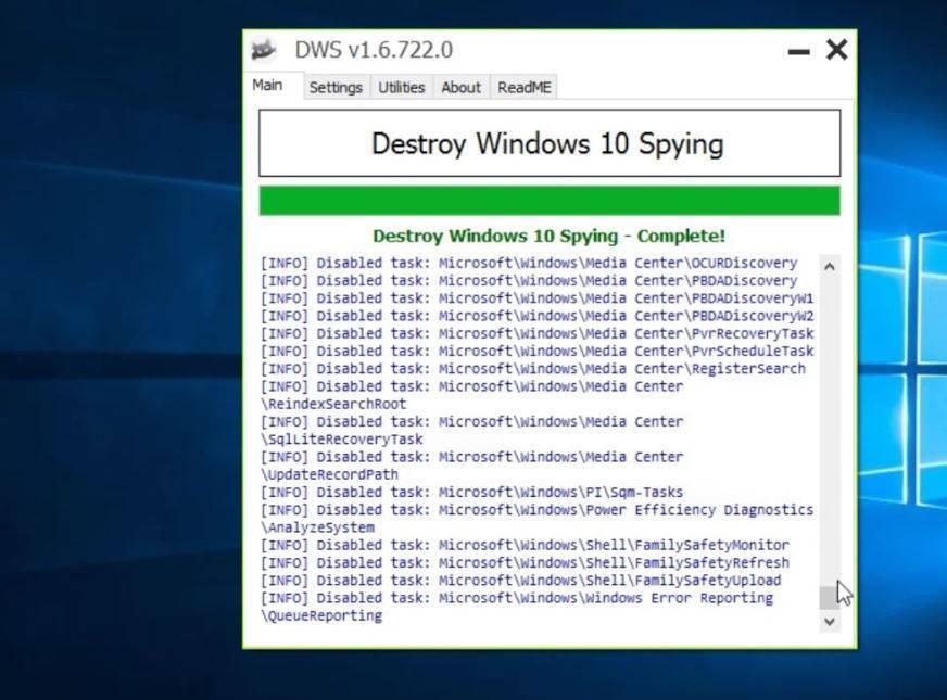 Как пользоваться приложением destroy windows 10 spying - комп-мастер