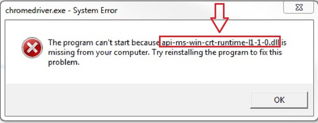 Запуск программы невозможен, так как на компьютере отсутствует api-ms-win-crt-runtime-l1-1-0.dll