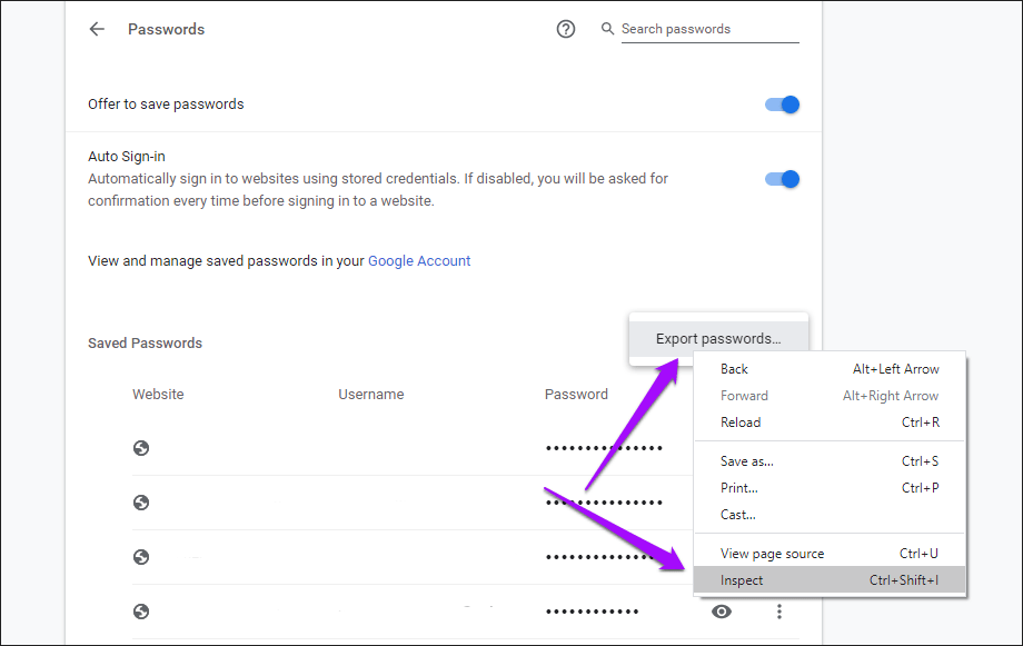 Browser setting password