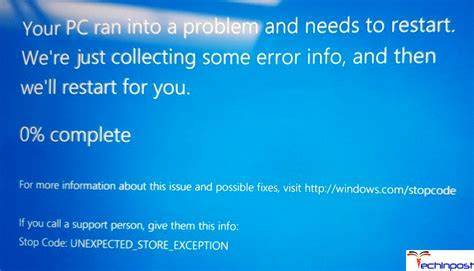 Решение ошибки «unexpected store exception» в windows 10