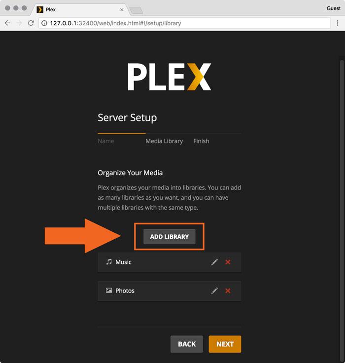 Настроить Plex Media Server.