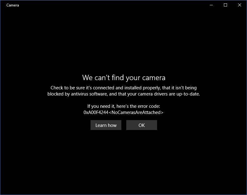 Ошибка 0xa00f4244: не работает камера в windows 10