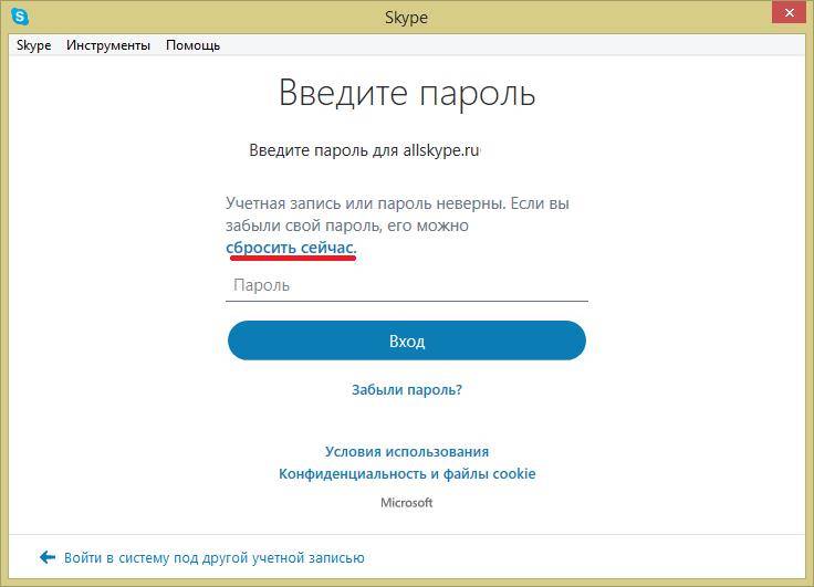 Способы восстановления пароля в Skype