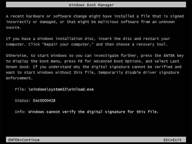 Ошибка 0xc0000428 в windows 10 при запуске или установке | трафиктоп