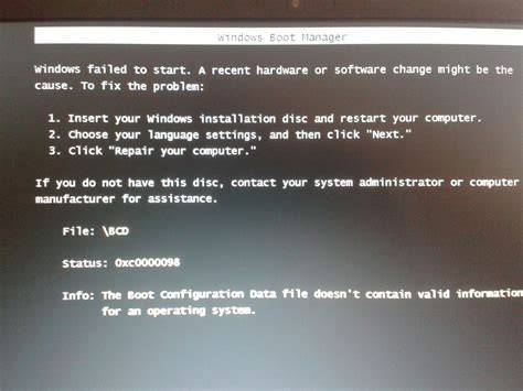 Ошибка 0xc0000098 при запуске или установке windows 7, 8, 10 с флешки или диска, как исправить boot bcd error code 0xc0000098