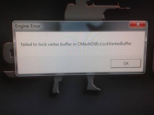 How to fix the error "failed to lock vertex buffer in cmeshdx8" - notes read