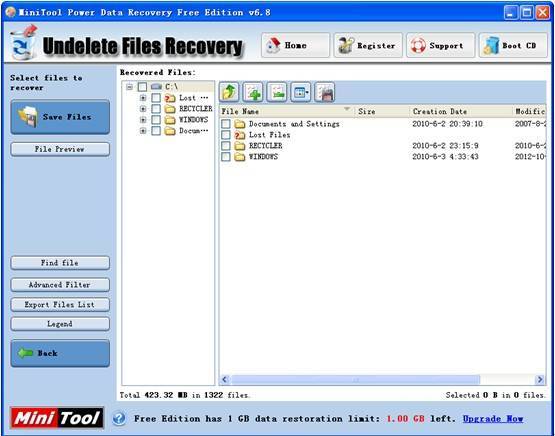 Glary undelete — восстановление удаленных файлов