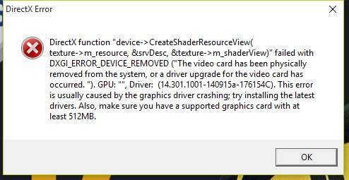Ошибка dxgi_error_device_removed