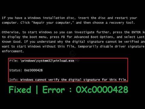 Исправить ошибку загрузки «0xc0000428» в windows 10, 8.1 или 7 — несколько решений